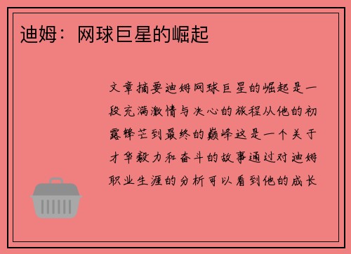 迪姆：网球巨星的崛起